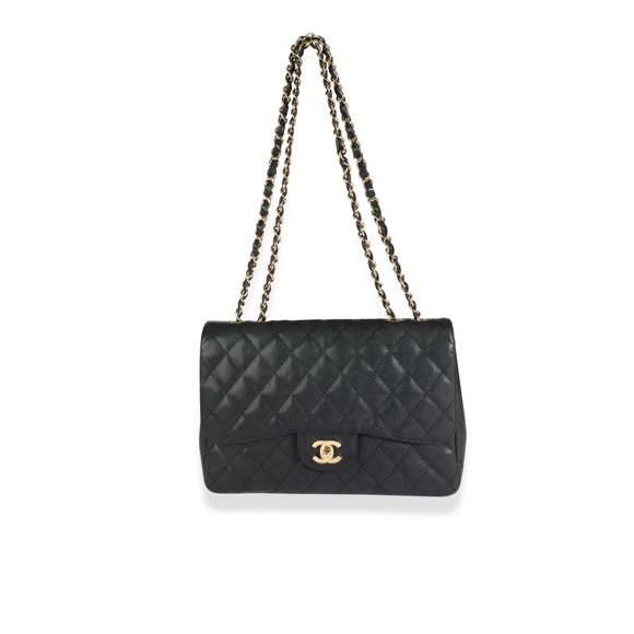 Chanel Black Quilted Caviar Jumbo Classic Single Flap Bag - Picture 4 of 10